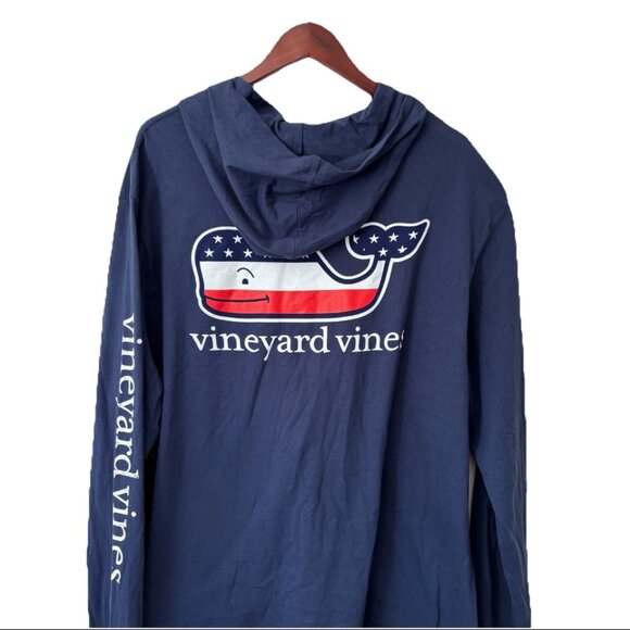 New Vineyard Vines Graphic Hoodie Shirt Flag Whale - Picture 1 of 8